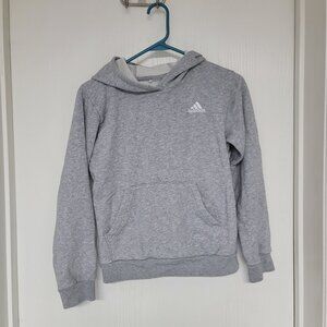 Kids light grey Adidas hoodie - no size tag, fits like a Medium